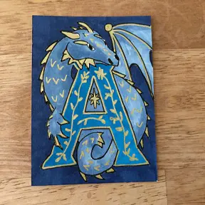 Dragon Illuminated Letter A aceo art card