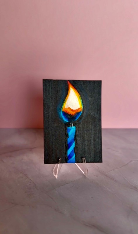 Birthday Candle - Series Fire & Smoke 3/7 aceo art card