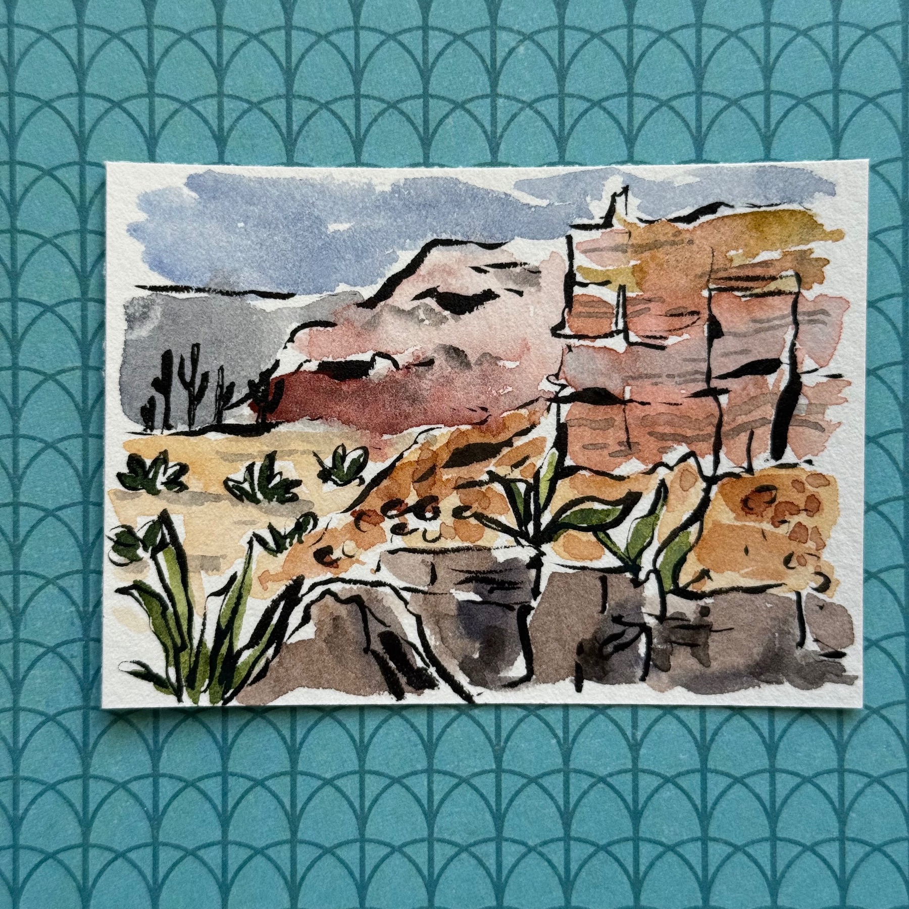 Arid Landscape aceo art card