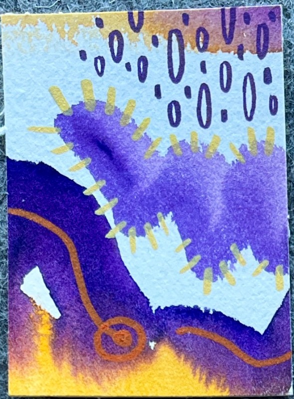 Purple/Yellow 7 aceo art card