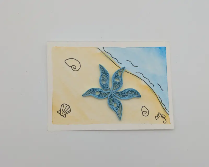 Blue starfish aceo art card