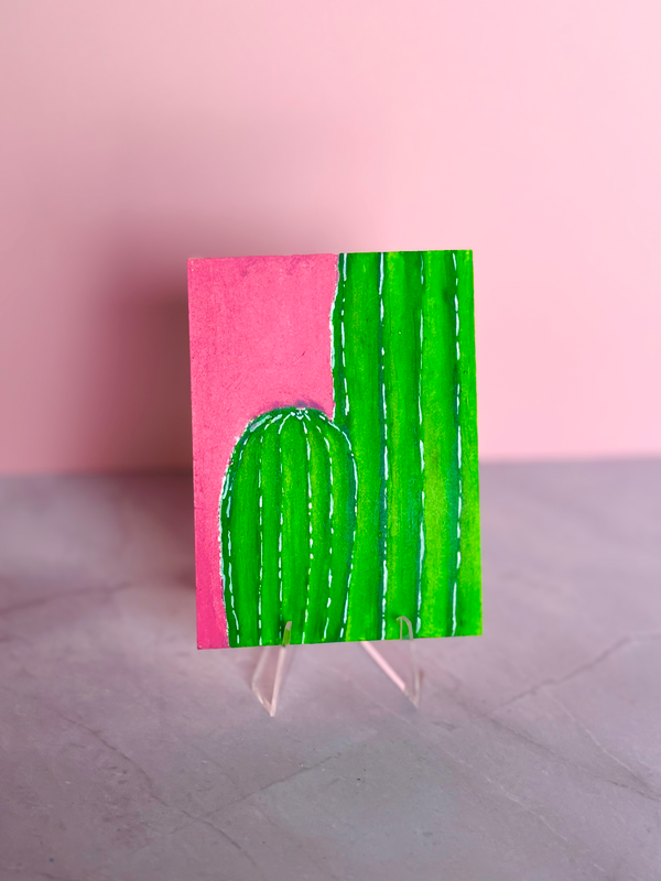 Prickly Pink aceo art card