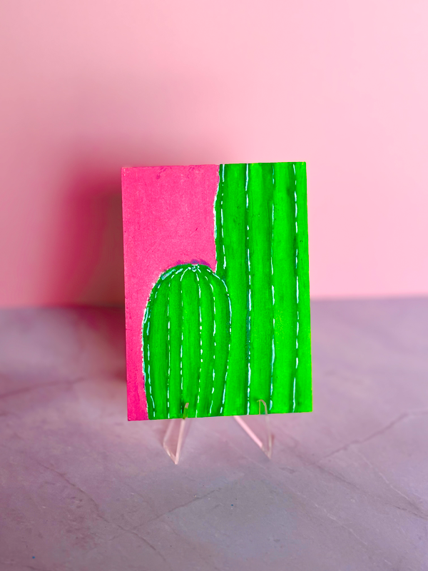 Prickly Pink aceo art card