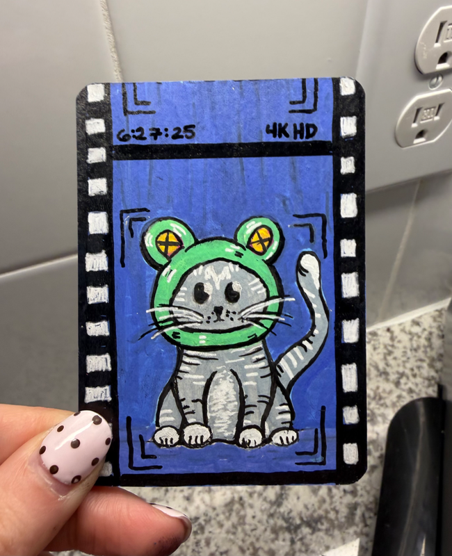Cats in Hats No.1 aceo art card