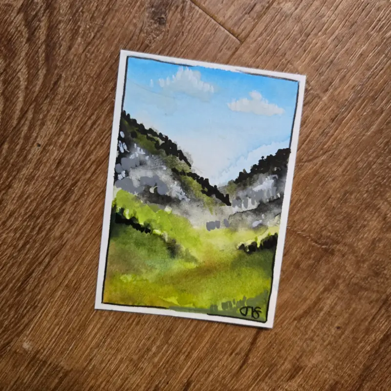 Mountains aceo art card