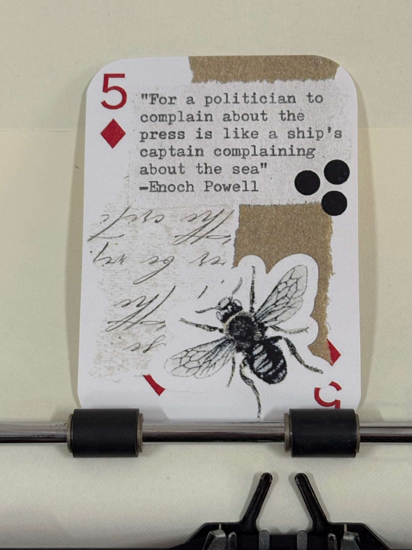 Bee bug Enoch Powell quote collage print by Mazerzine aceo art card