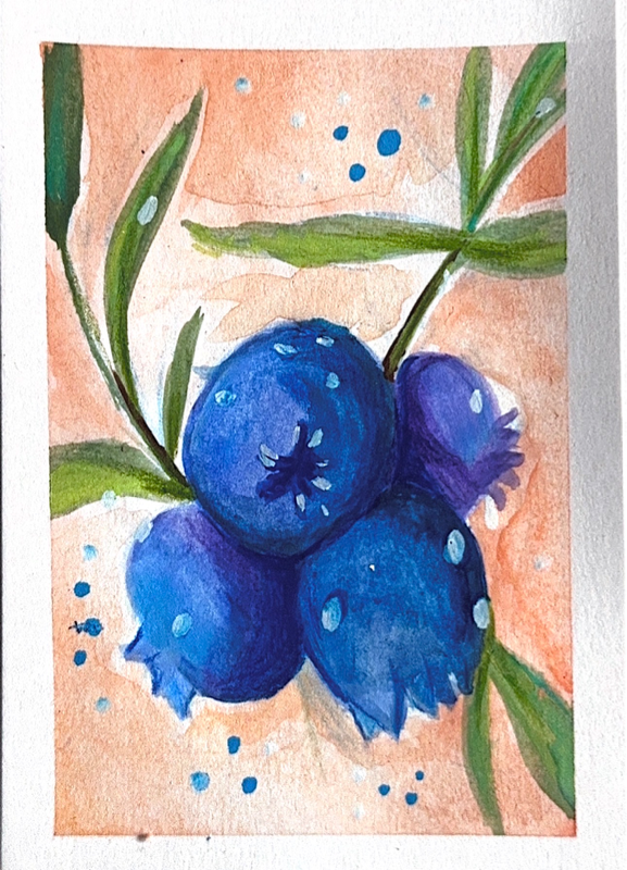 Blueberries - fruit series 3/10 aceo art card