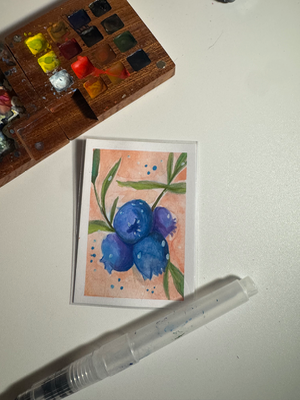 Blueberries - fruit series 3/10 aceo art card thumbnail 2