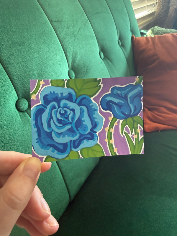 Blue Rose aceo art card