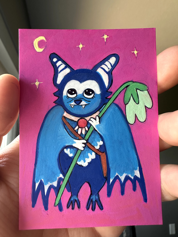 Shy Bat aceo art card