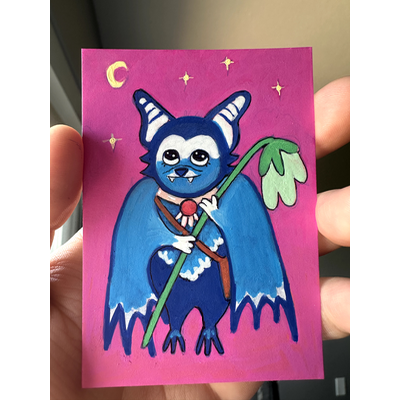 Shy Bat aceo art card thumbnail 1