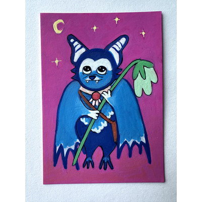 Shy Bat aceo art card thumbnail 2