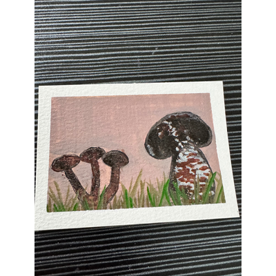 Moody Mushroom 1 & 2 aceo art card thumbnail 2