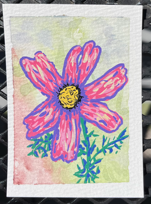 Flower in Focus 1 aceo art card thumbnail 2