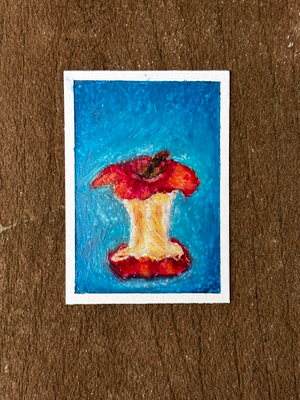 Apple Core - Plein Air / Impressionism - Oil Pastel aceo art card thumbnail 2