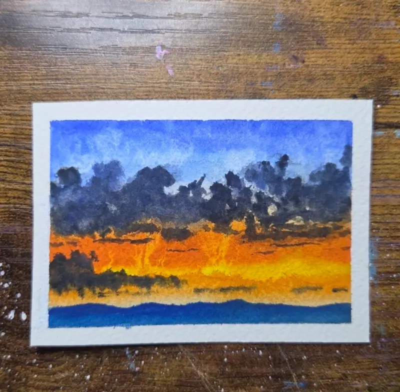 Electric Sky aceo art card