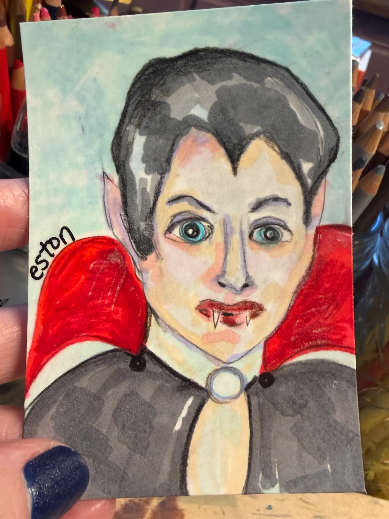 Young Drac Vampire aceo art card