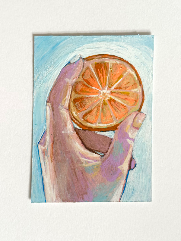 Orange slice aceo art card