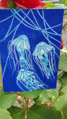 Jellyfish Friends aceo art card thumbnail 1