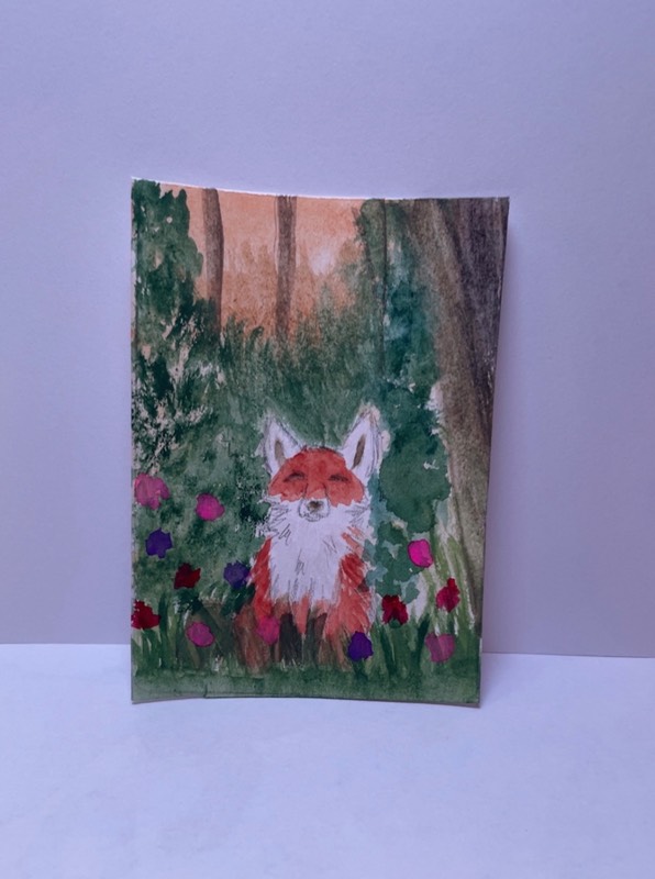Forest fox aceo art card