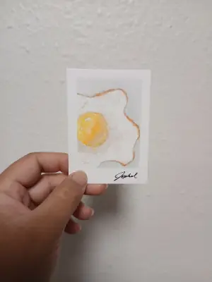 Fried Egg Up Close aceo art card thumbnail 1