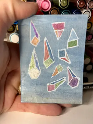 Raining Gems - Original Artwork ACEO aceo art card thumbnail 3