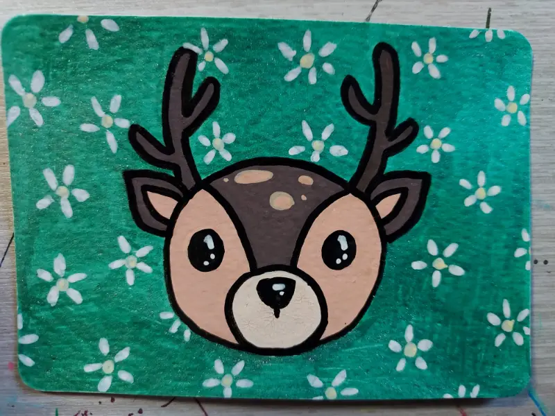 Dainty Deer aceo art card