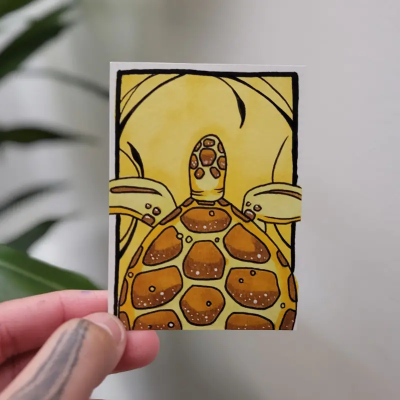 Enlightened Sea Turtle aceo art card