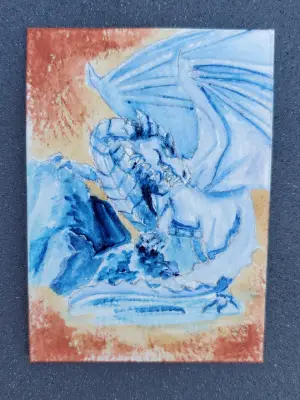 White Dragon aceo art card thumbnail 1