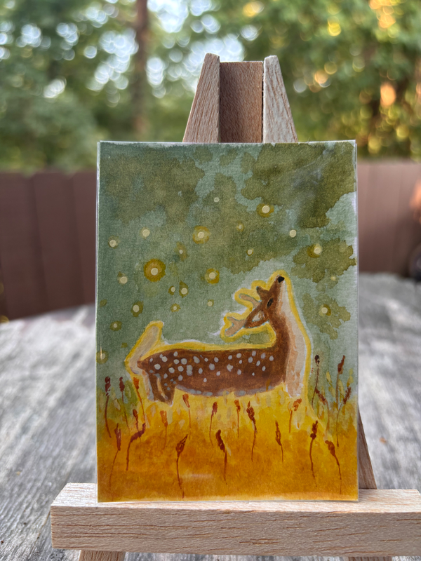 Firefly forest-deer aceo art card