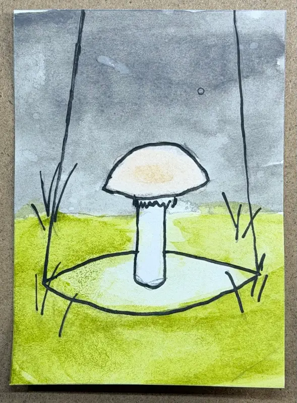 Mushrooms 3/8 aceo art card