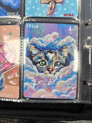 Cat in Clouds aceo art card thumbnail 2