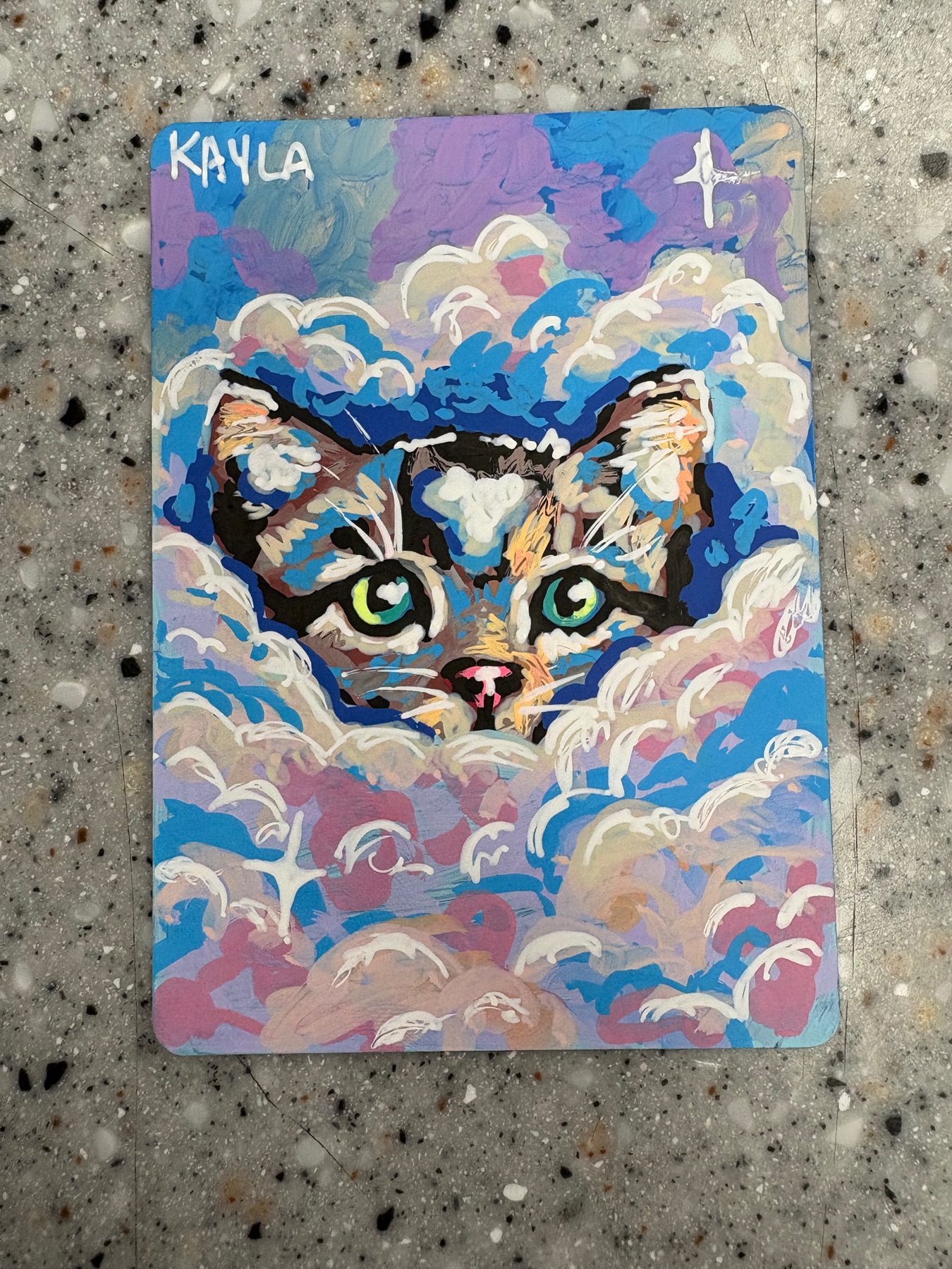 Cat in Clouds aceo art card