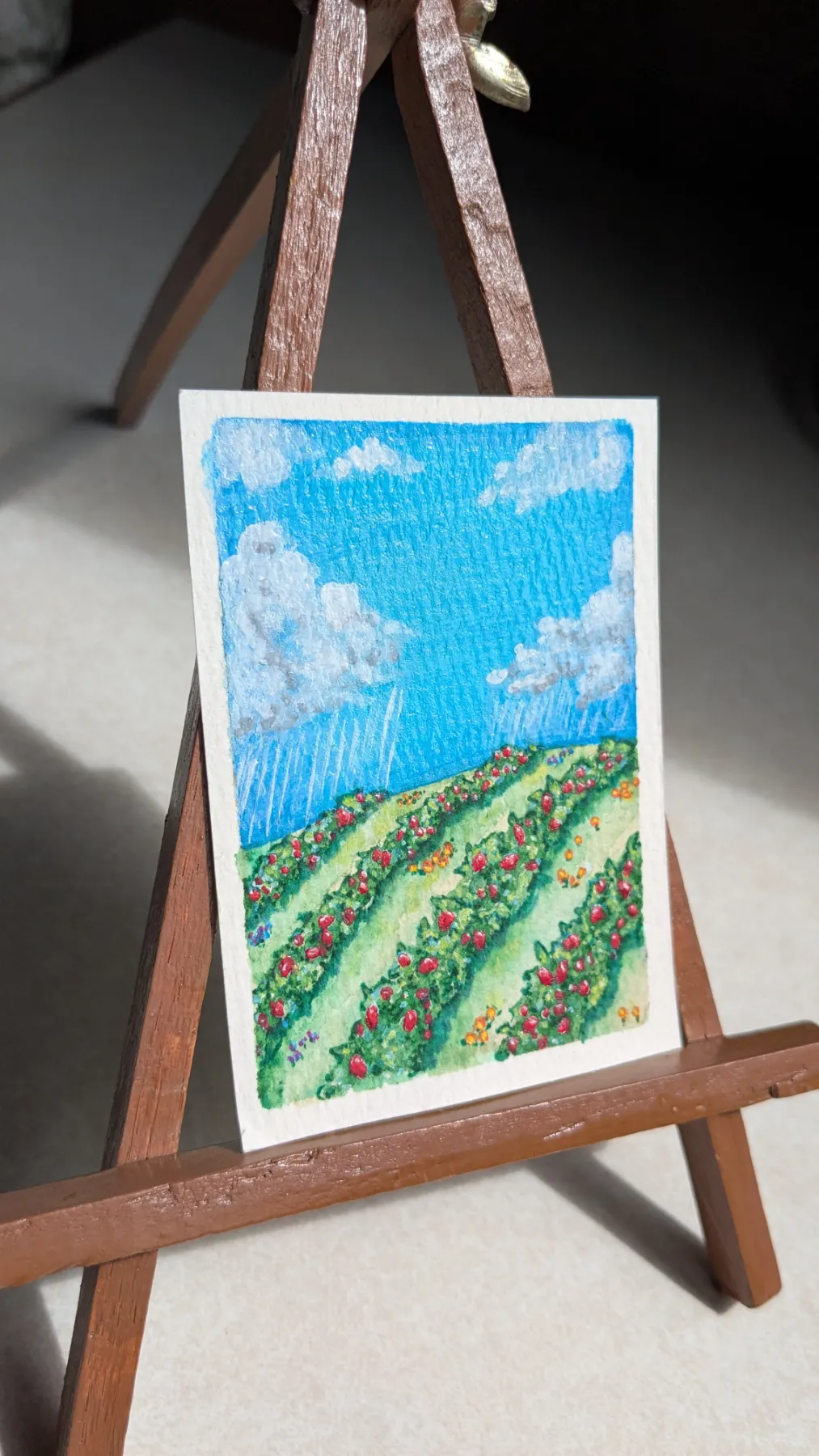 Showers in Strawberry Fields aceo art card