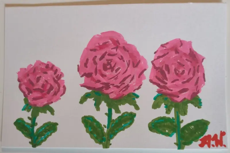 Three Roses by Amy Warrick aceo art card