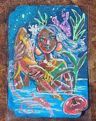 Witch in the Swamp aceo art card thumbnail 1