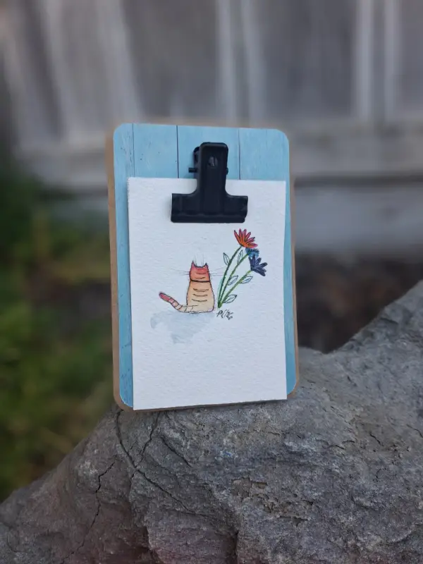 Garden Kitten aceo art card