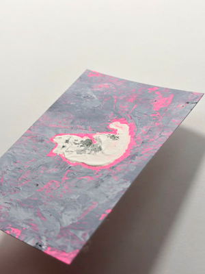 Abstract white cat rolling over by lizz aceo art card thumbnail 3