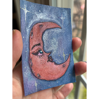 Celestial Moon aceo art card thumbnail 3