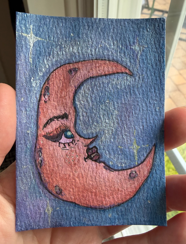 Celestial Moon aceo art card
