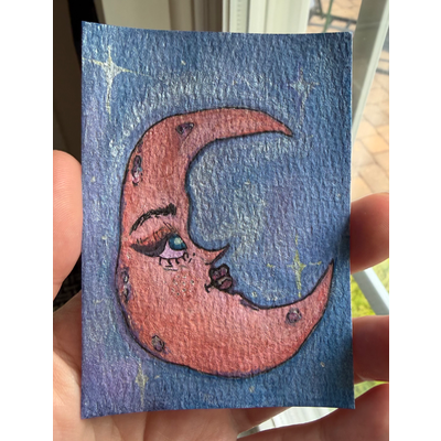 Celestial Moon aceo art card thumbnail 1