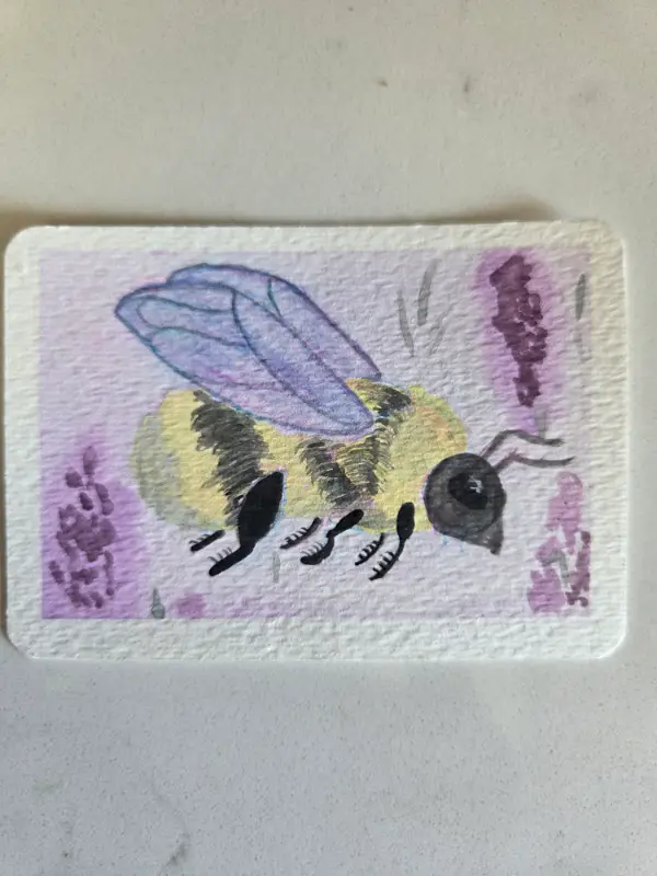 Chunky bee aceo art card