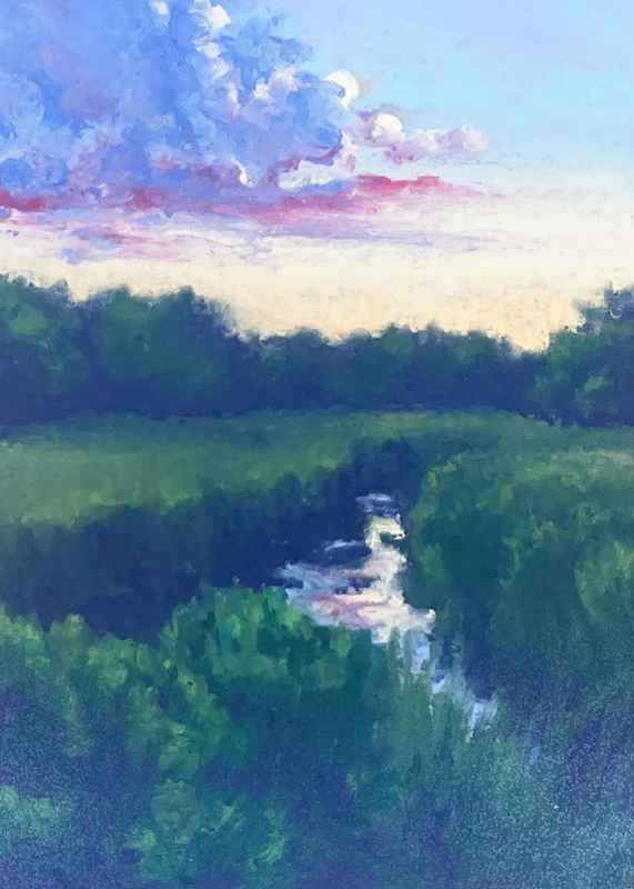 Sunset By The Creek aceo art card