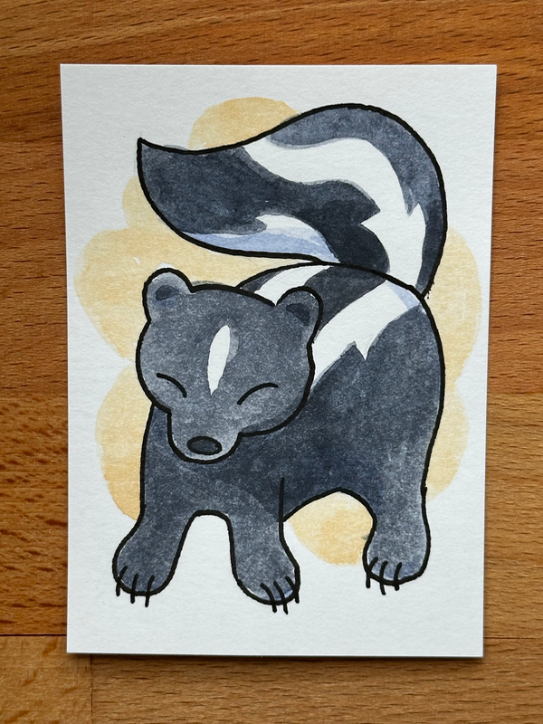 Fluffy Skunk aceo art card