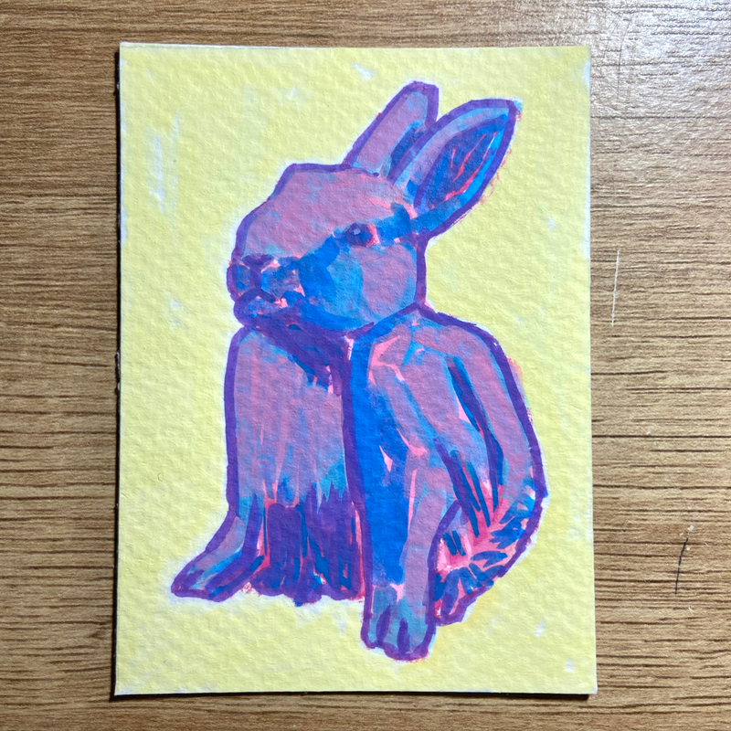 Bunny - “hop to it” aceo art card