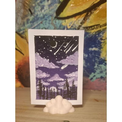 Purple night sky aceo art card thumbnail 2