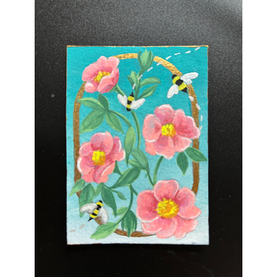The Bees In Spring aceo art card thumbnail 1