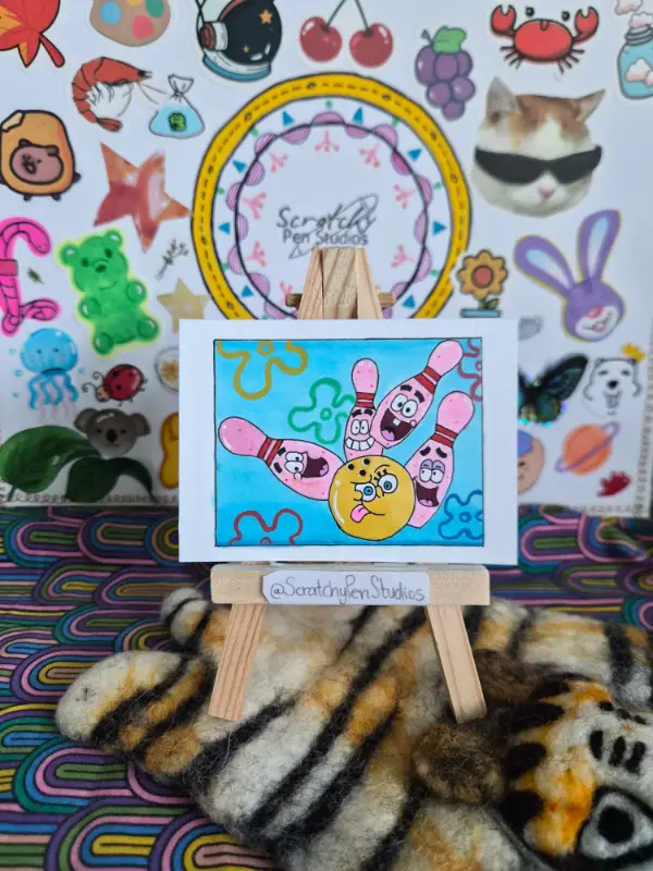 "Strike" Fan Art, SpongeBob aceo art card