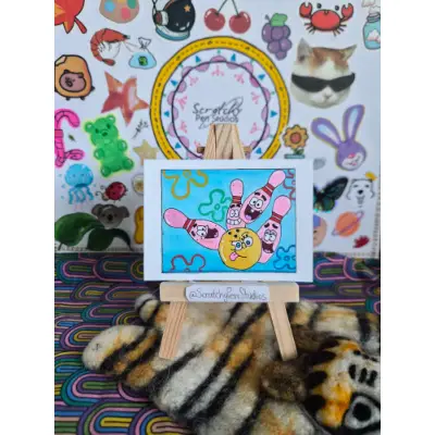 "Strike" Fan Art, SpongeBob aceo art card thumbnail 1