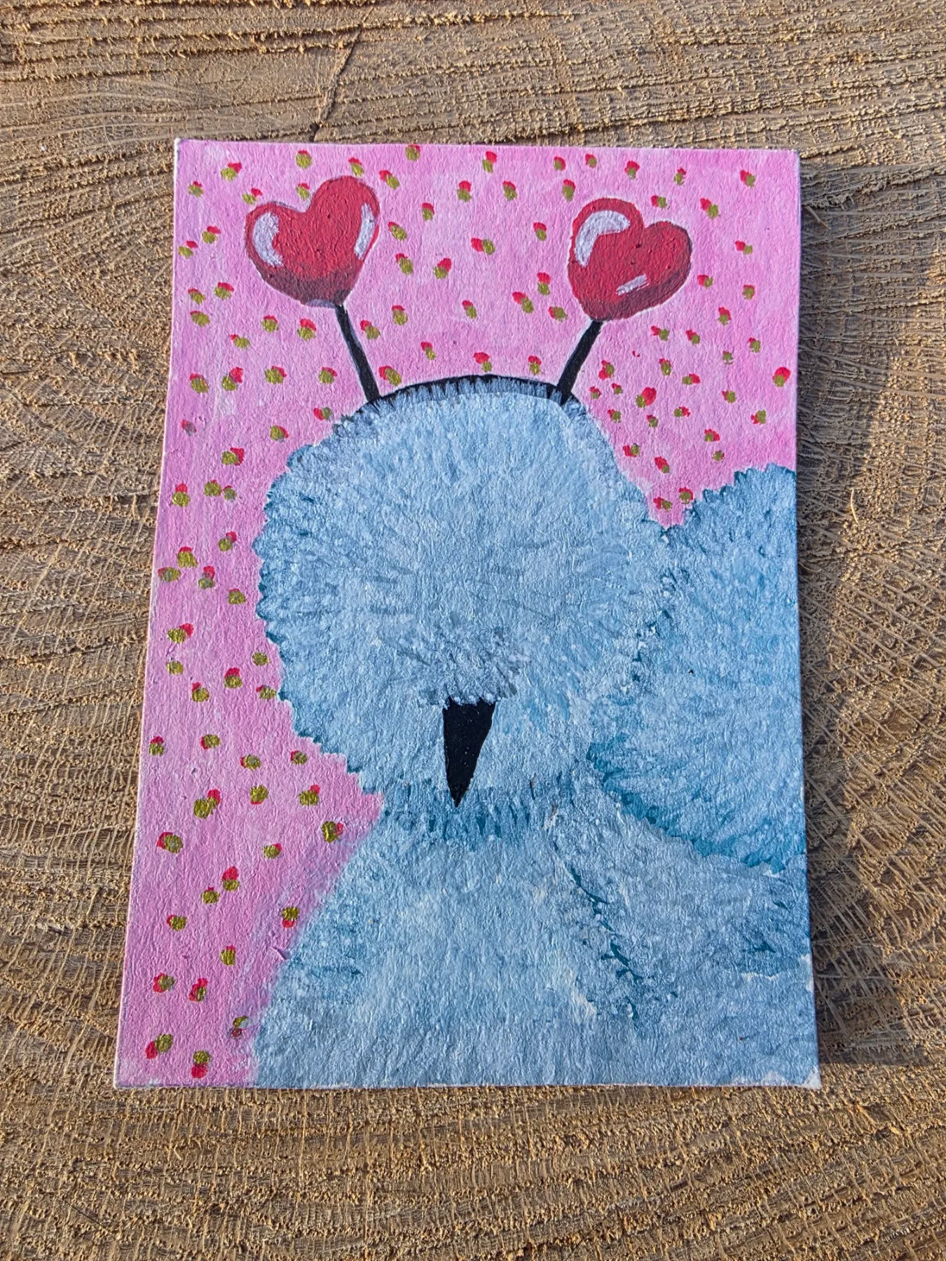 Silkie chicken "Be mine" aceo art card